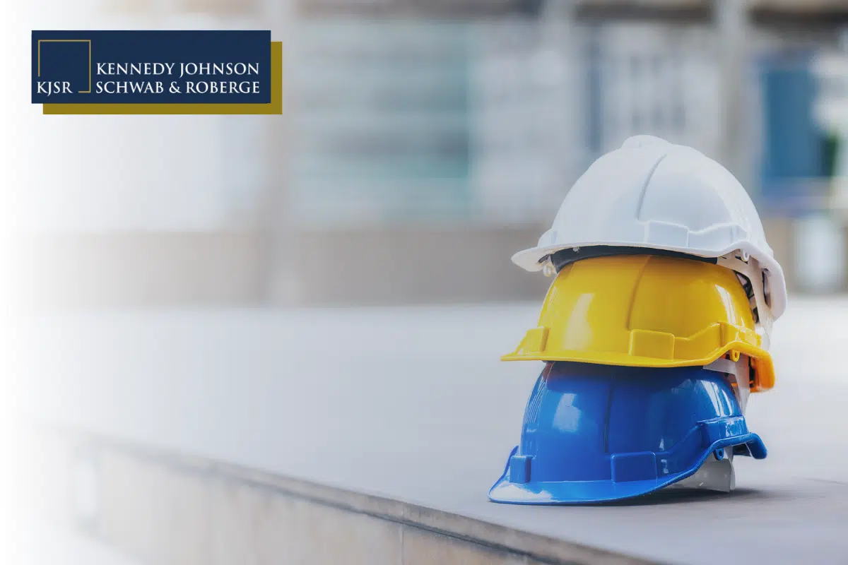 hard hats at a construction site